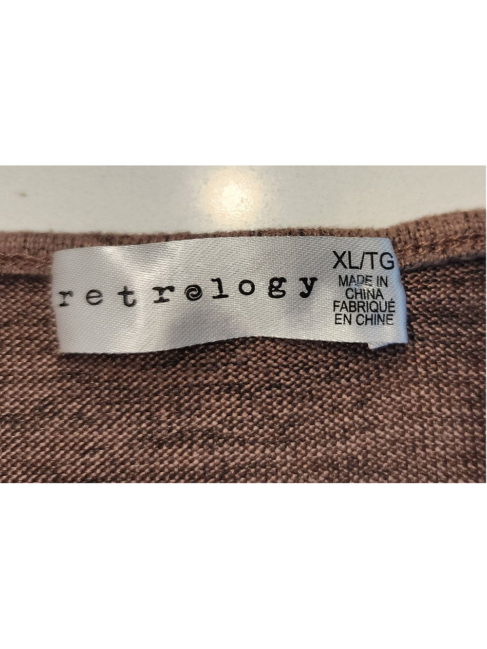 Retrology Brown Rhinestone Embellished Top XL 3/4 Ruched Sleeve Drawstring Hem - Picture 7 of 11